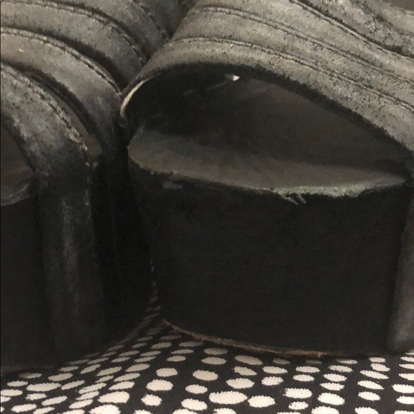 Leather & Wood Platform Sandals Black - Picture 5 of 7